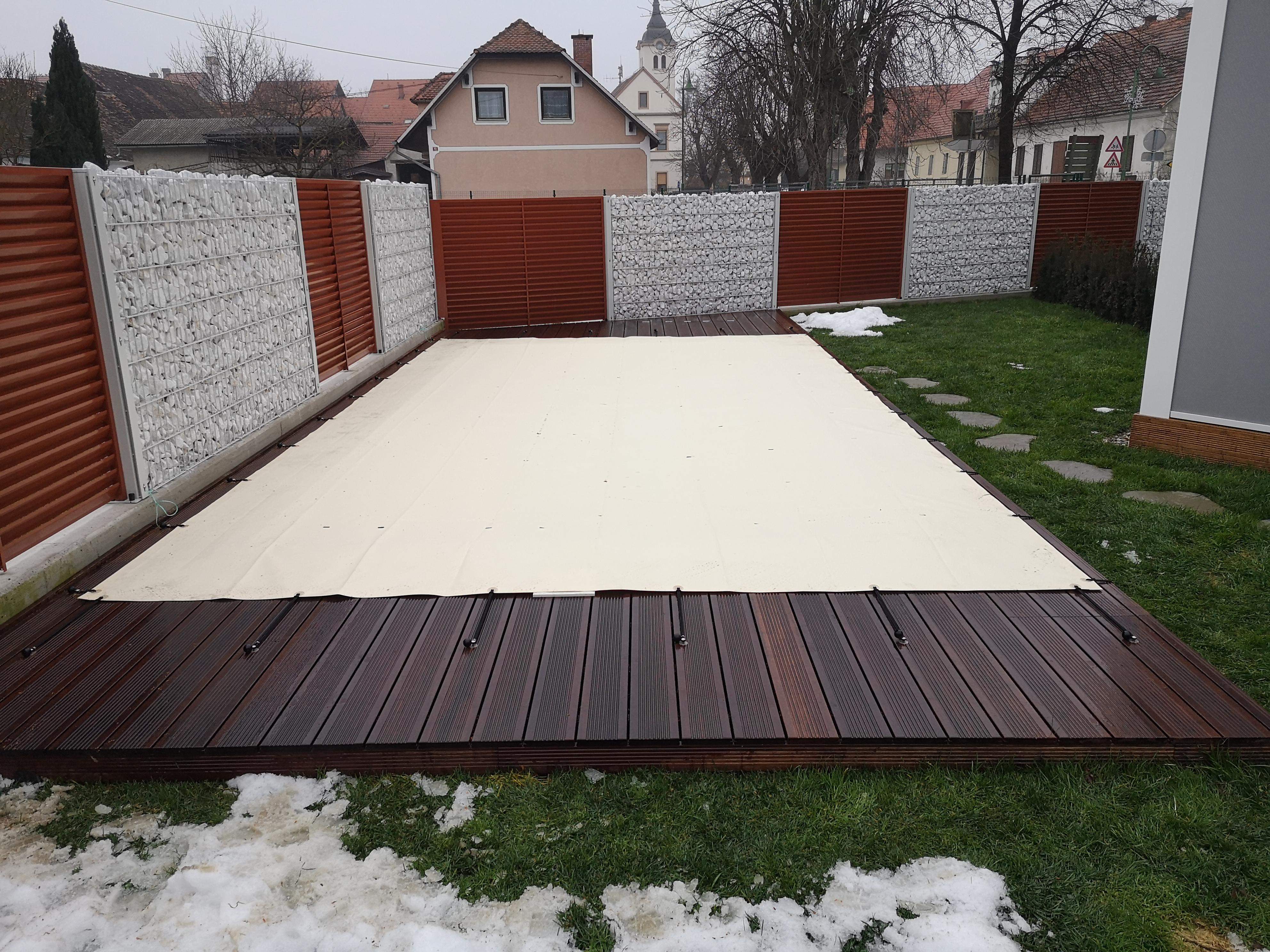przykrycia zimowe Liderpool, ochrona basenu przed śniegiem